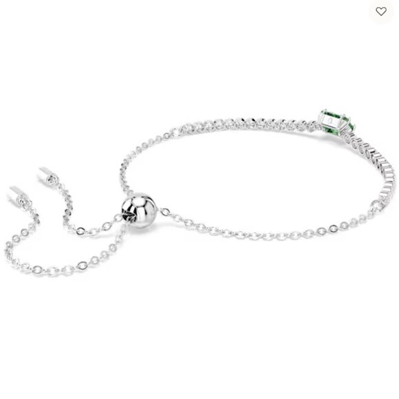 Swarovski Matrix Tennis bracelet Mixed cuts, Green, Rhodium plated - Picture 2 of 5